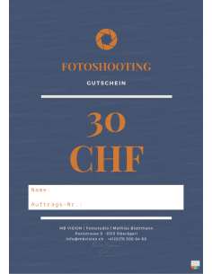 Gutschein Fotoshooting CHF 30